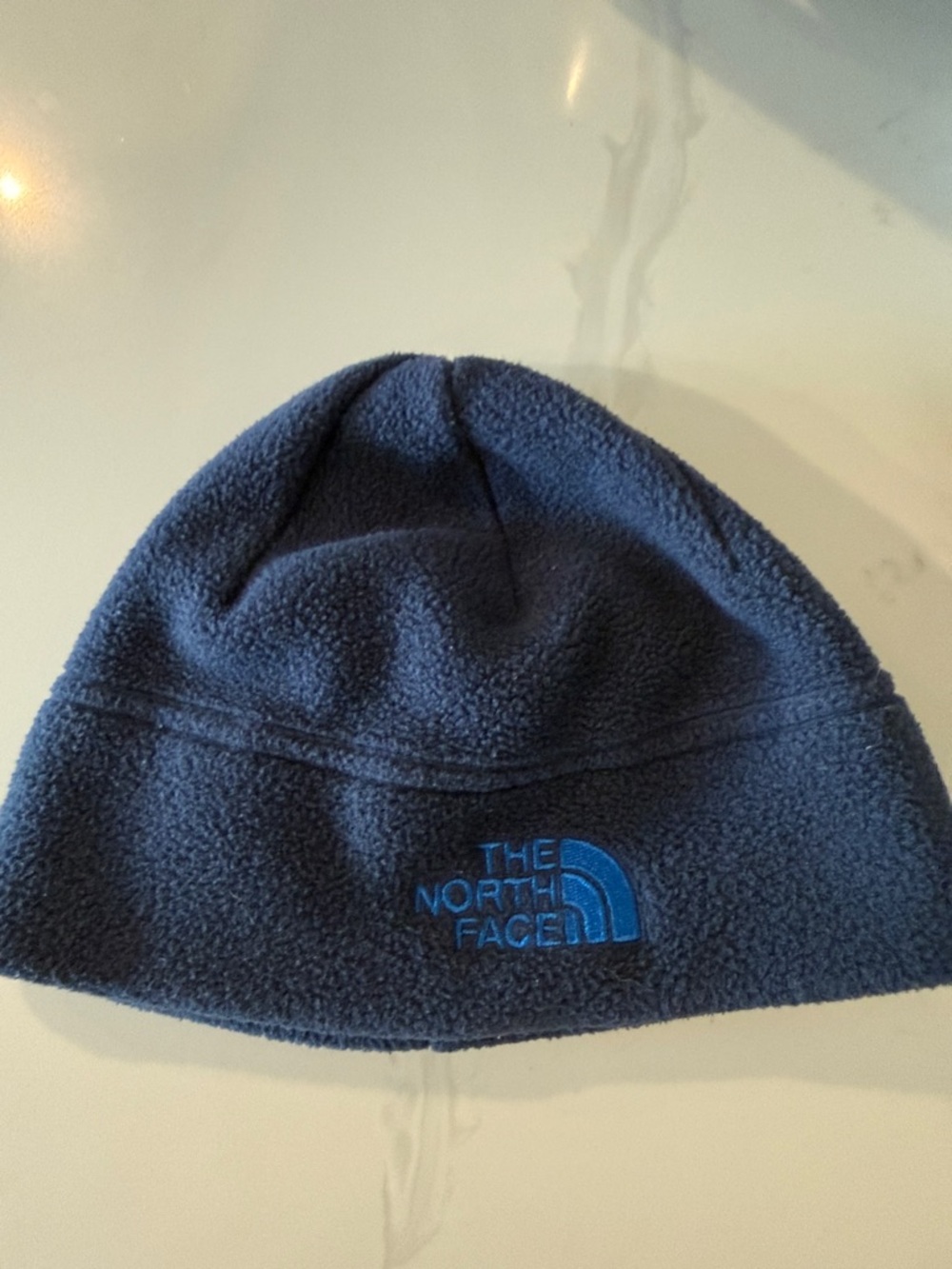 The North Face Dark Navy Fleece Beanie with Logo